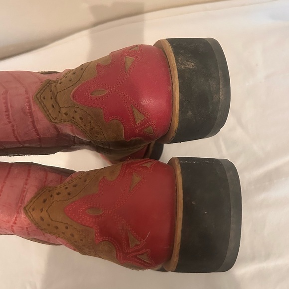 Ariat Fatbaby Pink & Tan Cowboy Boots – Women’s 8.5B Western Square Toe - Picture 5 of 5